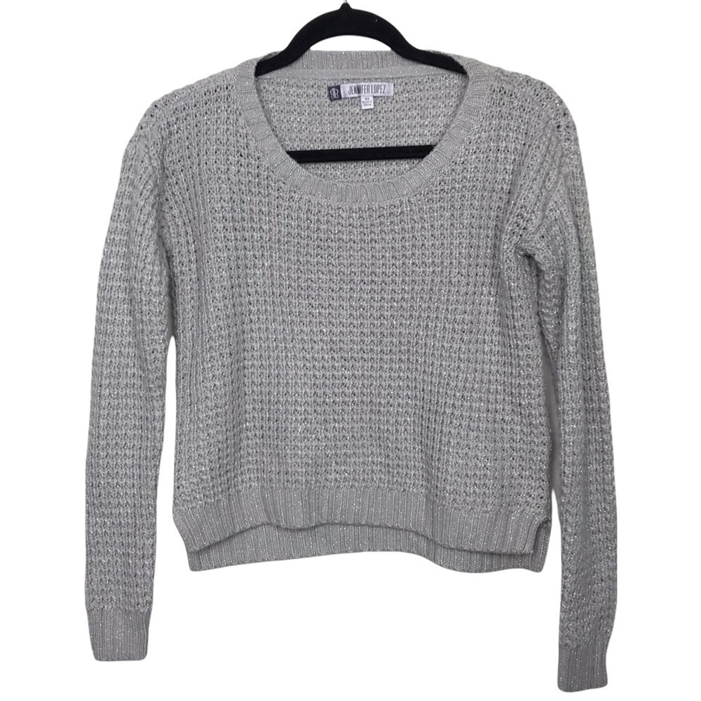 Jennifer Lopez Gray Silver Knit Sweater
